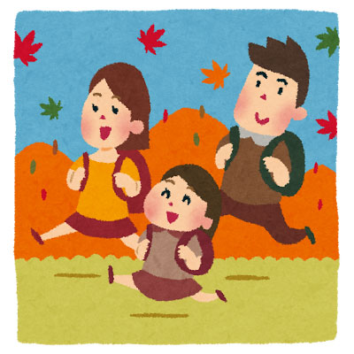 秋ドライブfree-illustration-kouyou-family