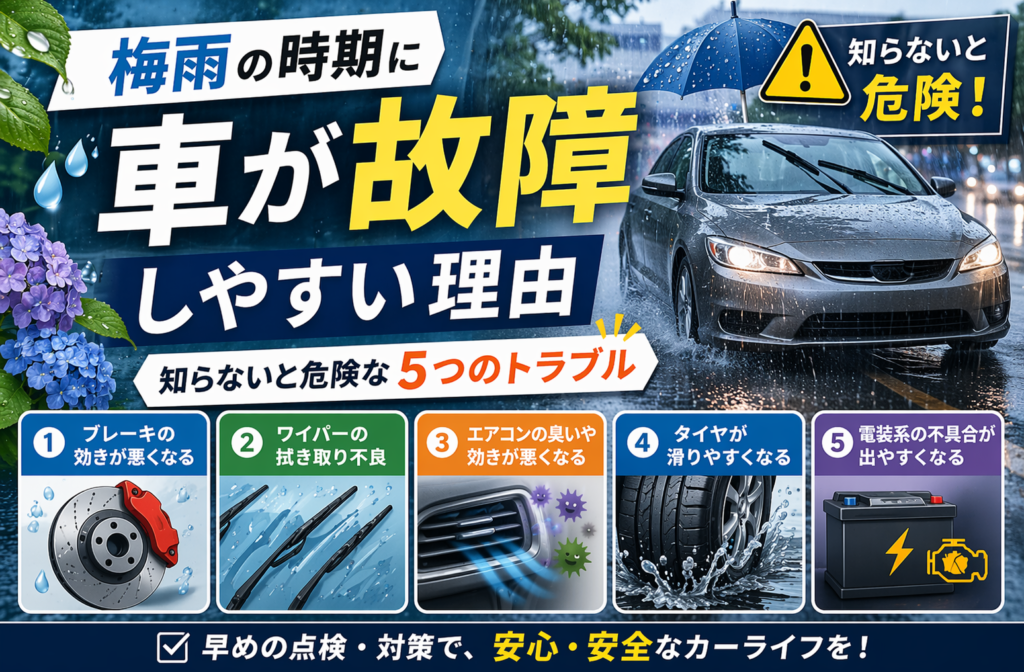 梅雨の時期に車が故障しやすい理由｜知らないと危険な5つのトラブル