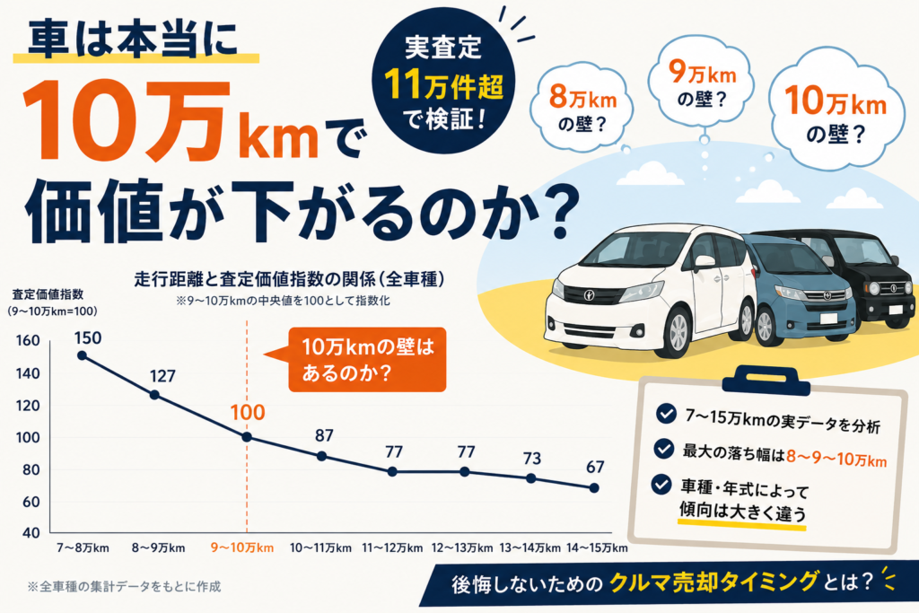 車は10万kmを超えると価値が下がる？11万件超の査定データで『10万kmの壁』を検証