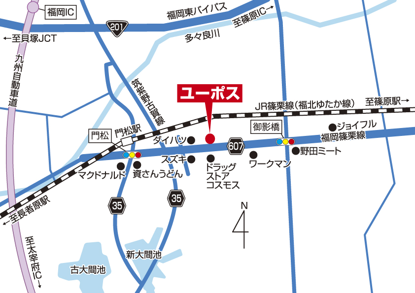 ユーポス福岡インター店周辺のMAP