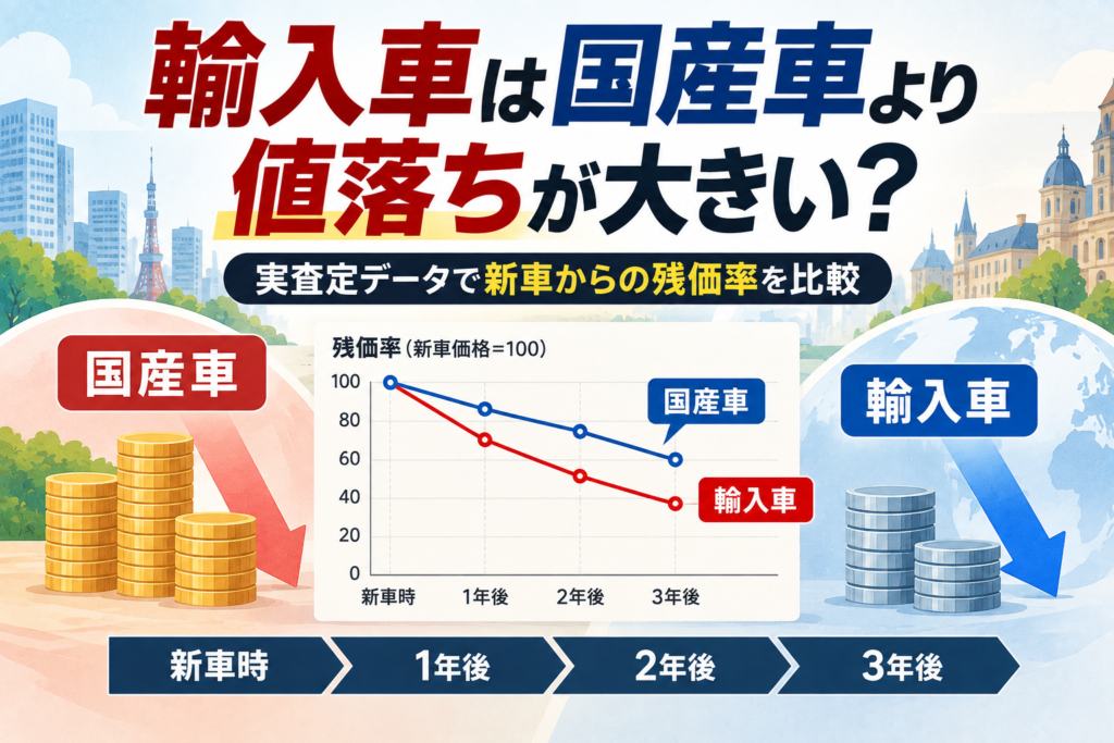 輸入車は国産車より値落ちが大きい？実査定データで新車からの残価率を比較